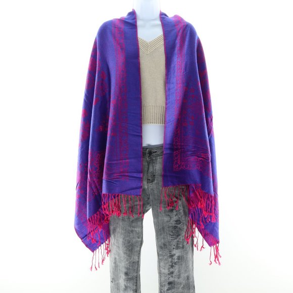 Pashmina 100% Cashmere Wrap β’ Reversable β’ Pink Purple β’ 74x28 - Picture 3 of 13